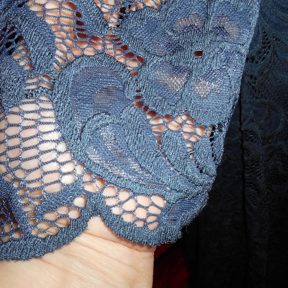 JANAROSE NEW GRAY FLORAL LACE SCALLOP DRESS - Picture 5 of 8